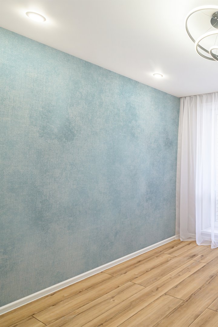 Minimalist Mavi Doku Efektli Tek Parça Duvar Kağıdı