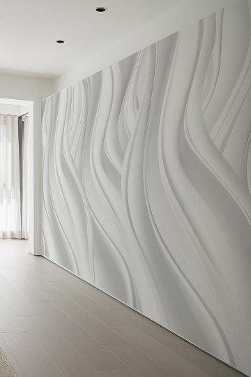 Modern 3D Dalga Desenli Tek Parça Tekstil Duvar Kağıdı
