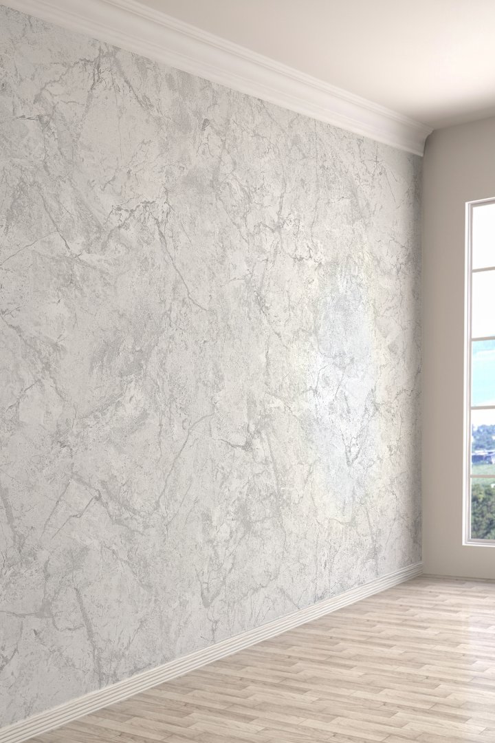 Modern Açık Gri Beton Efektli Tekstil Duvar Kağıdı