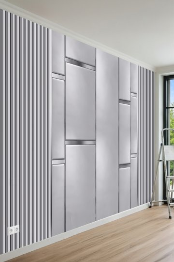  Modern Blok Panel Çıtalı Efektli Minimal Tasarım Tek Parça Tekstil Duvar Kağıdı
