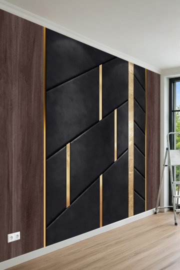 Modern Çapraz Blok ve Metal Detaylı Tek Parça Tekstil Duvar Kağıdı