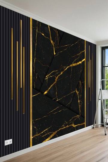Modern Geometrik Taş Damar Desenli 3D Duvar Kağıdı