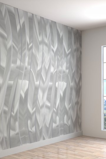 Modern Gümüş Gri Geometrik 3D Desenli Tekstil Duvar Kağıdı