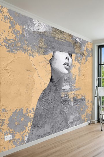 Modern Kadın Silüetli Soyut Sanat Desenli Tek Parça Tekstil Duvar Kağıdı