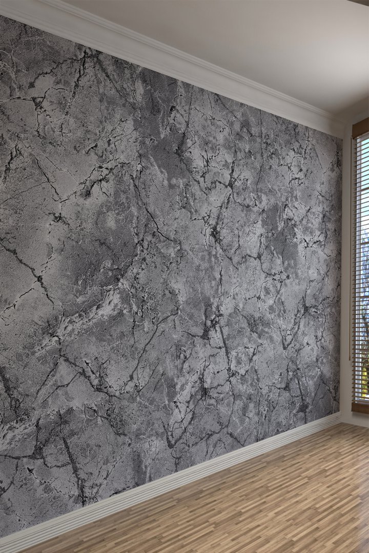 Modern Loft Gri Mermer Dokulu Tekstil Duvar Kağıdı