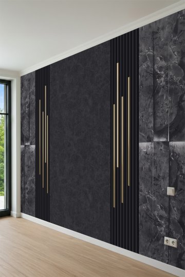  Modern Panel Görünümlü Lüks Mermer Desenli Tek Parça Tekstil Duvar Kağıdı