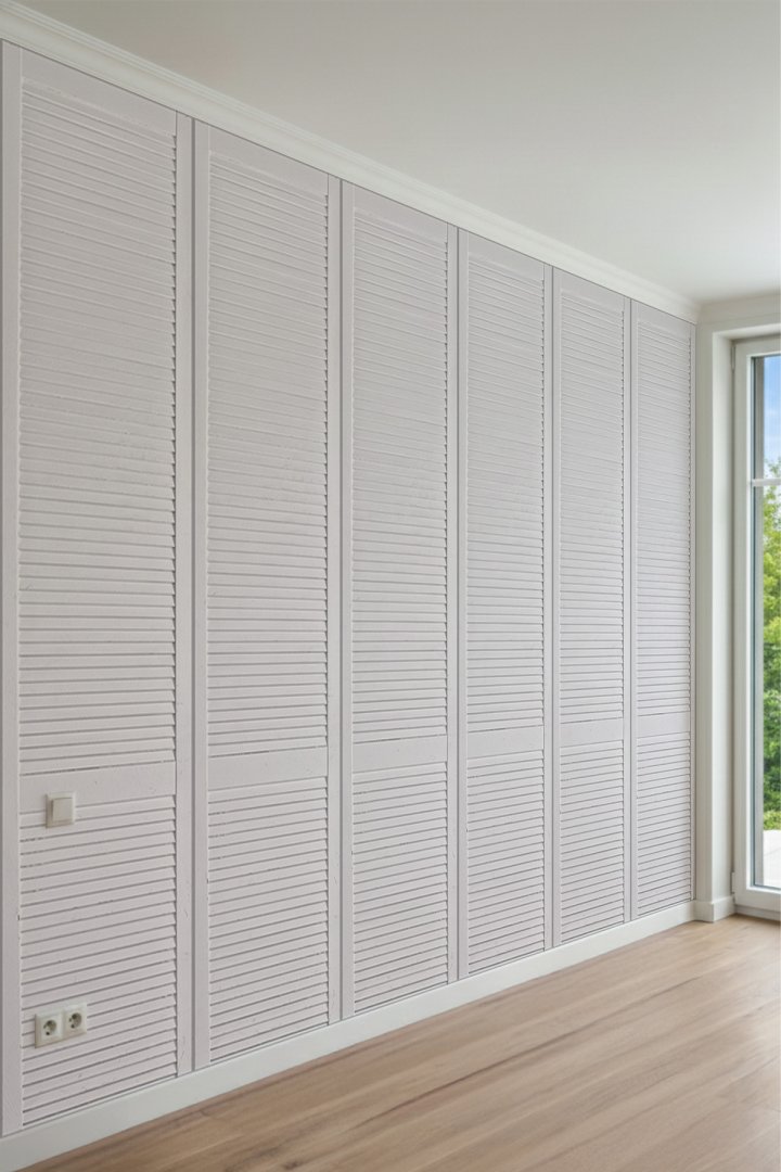 Modern Panjurlu Dolap Kapakları Görünümlü Minimalist Tek Parça Tekstil Duvar Kağıdı
