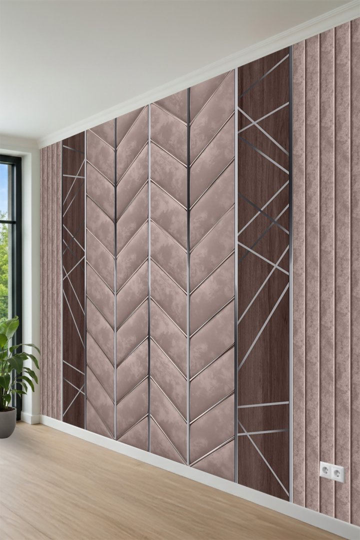 Modern Zigzag Panel Kompozisyon Tek Parça Tekstil Duvar Kağıdı