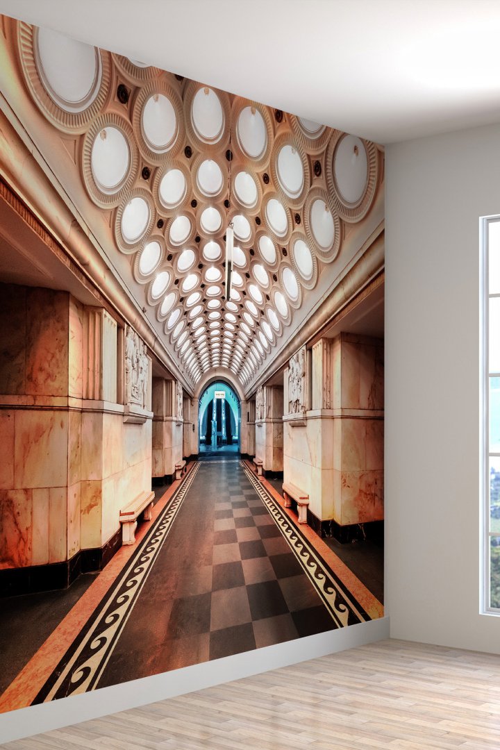 Moskova Metro Desenli Isı Ve Ses Yalıtımlı Sağlıklı Tekstil Duvar Kağıdı
