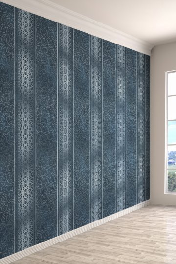Osmanlı Desenli Gümüş Şerit Tekstil Duvar Kağıdı
