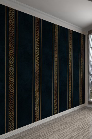 Osmanlı Motifli Altın Şerit Tekstil Duvar Kağıdı