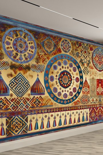 Osmanlı Motifli Etnik ve Otantik Saray Tasarımlı Tekstil Duvar Kağıdı