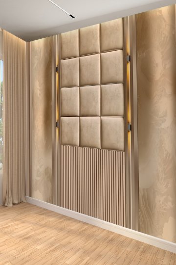 Panel Desenli Tek Parça Tekstil Duvar Kağıdı
