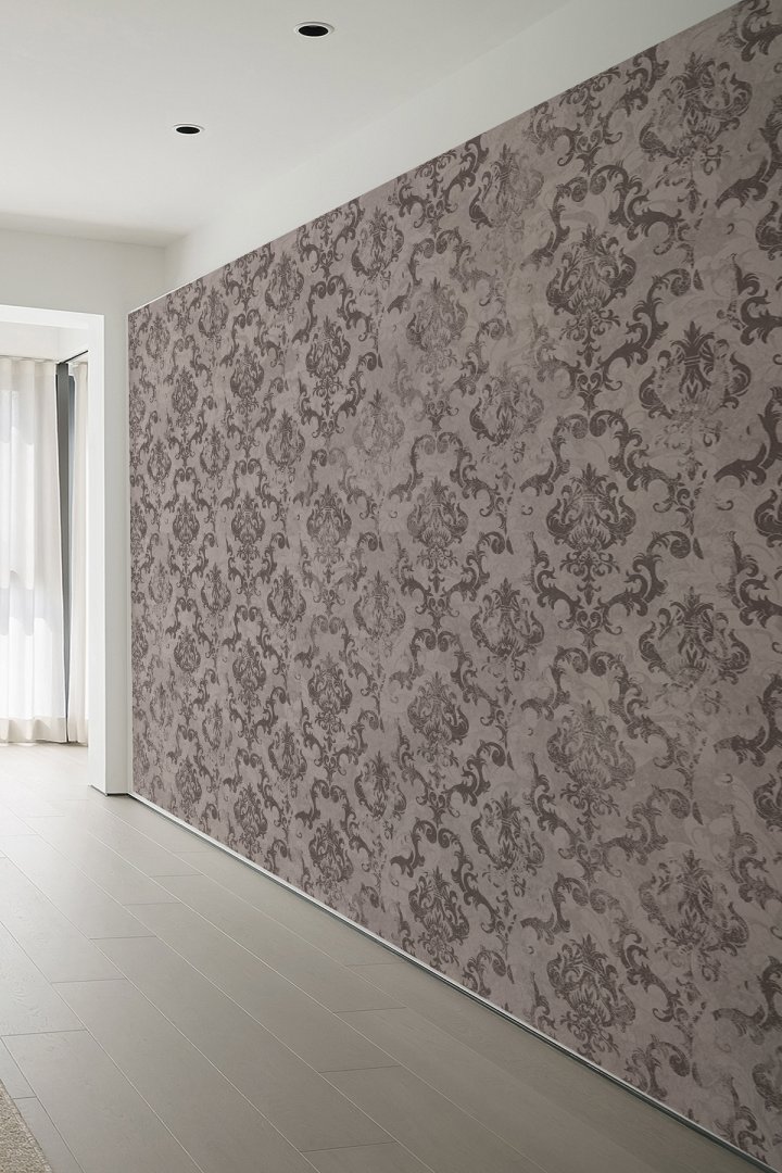 Pastel Damask Desenli Romantik Tekstil Duvar Kağıdı