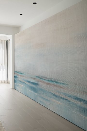 Pastel Deniz Görünümlü Tek Parça Tekstil Duvar Kağıdı