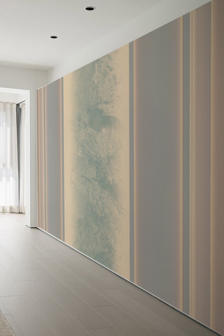 Pastel Taş Desenli Modern Çizgili Tek Parça Tekstil Duvar Kağıdı