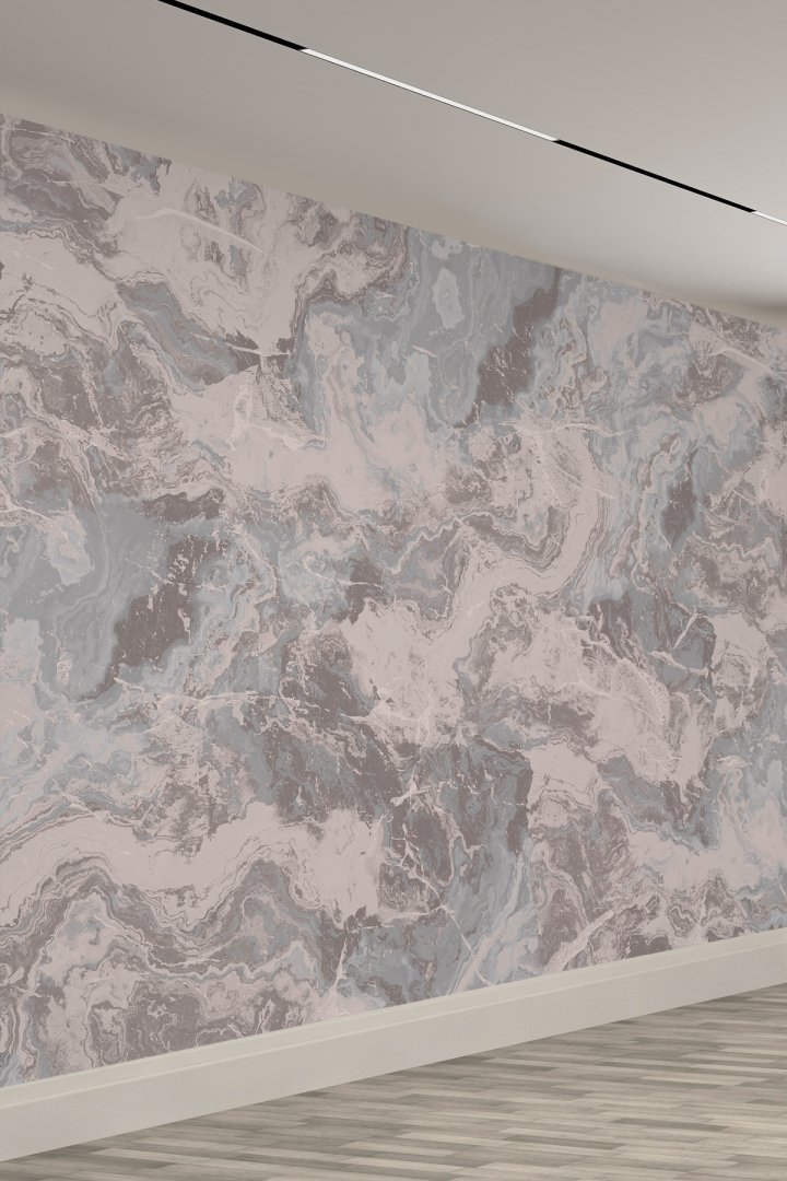 Pastel Tonlarda Mermer Görünümlü Tekstil Duvar Kağıdı