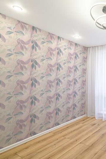 Pastel Yaprak Desenli Tekstil Duvar Kağıdı