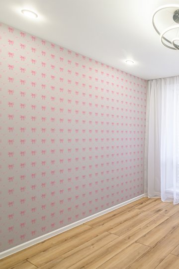 Pembe Kurdele Desenli Tekstil Duvar Kağıdı