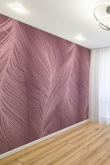 Pembe Tropikal Yaprak Desenli Tekstil Duvar Kağıdı