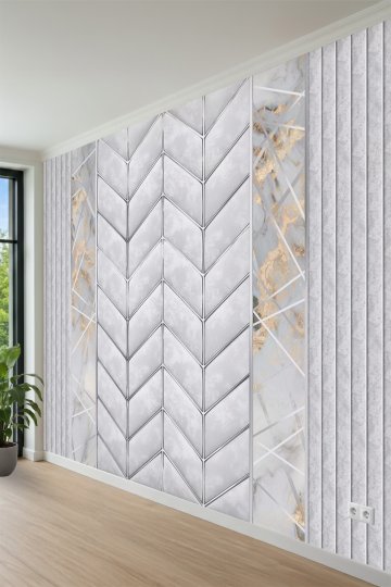 Premium Chevron Desenli Işıltı Efektli Tasarım Tek Parça Tekstil Duvar Kağıdı