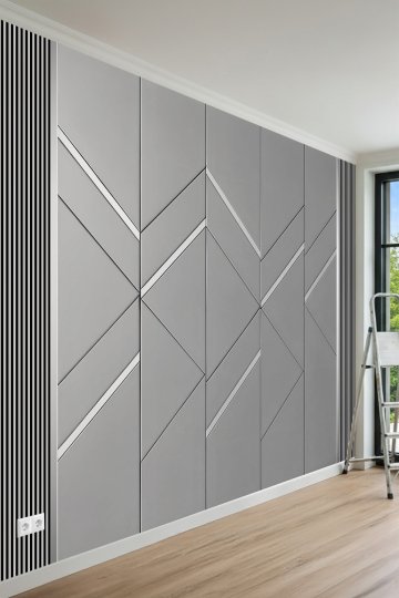  Premium Geometrik Panel Tek Parça Tekstil Duvar Kağıdı