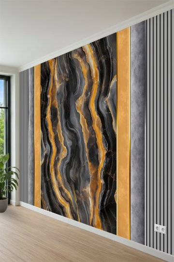 Premium Oniks Efektli Işıltılı Modern Kompozisyon Tek Parça Tekstil Duvar Kağıdı