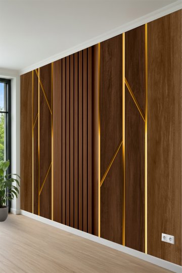 Prestij Şeritli Geometrik Duvar Konsepti Tek Parça Tekstil Duvar Kağıdı