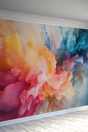 Renk Patlaması Soyut Sanat Tekstil Duvar Kağıdı