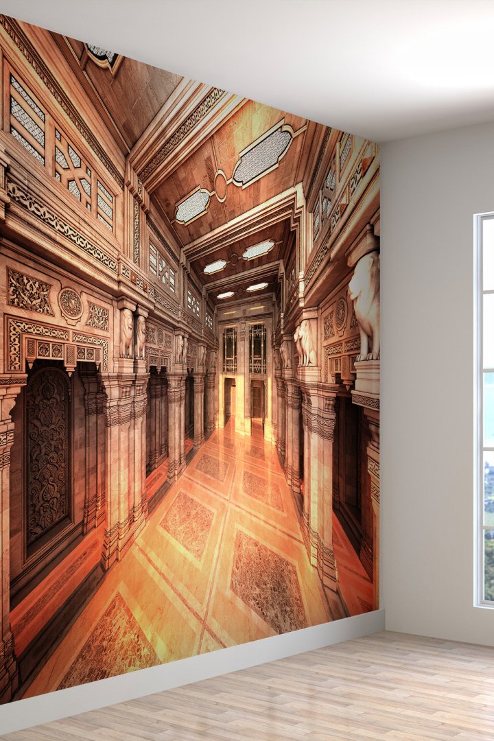 Saray Desenli Isı Ve Ses Yalıtımlı Sağlıklı Tekstil Duvar Kağıdı