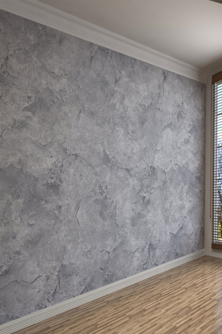 Serin Mavi Gri Beton Dokulu Tek Parça Duvar Kağıdı