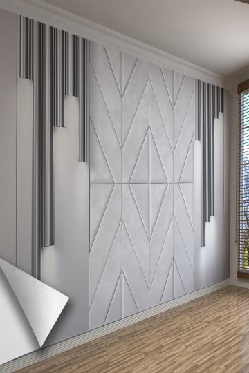 Şık Geometrik Panel Desenli Tekstil Duvar Kağıdı