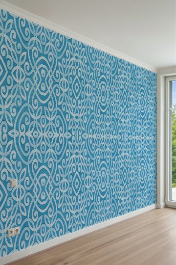 Simetrik Geleneksel Motifli ve Geçme Desenli Tek Parça Tekstil Duvar Kağıdı küçük görsel 2