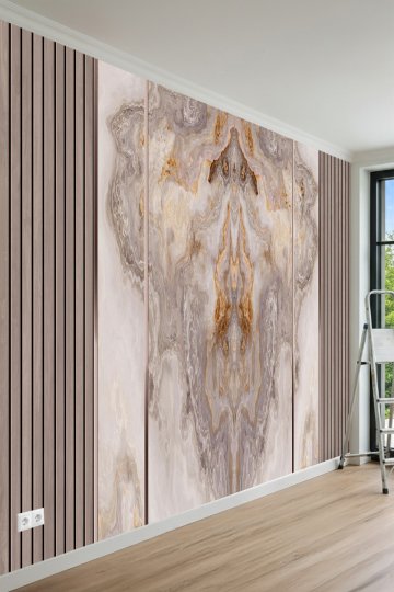 Simetrik Mermer Dokulu Lüks Panel Tasarım Tek Parça Tekstil Duvar Kağıdı