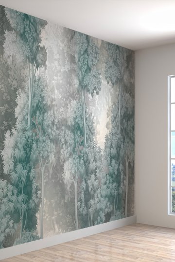 Sisli Orman Desenli Sağlıklı Silinebilir Tekstil Duvar Kağıdı