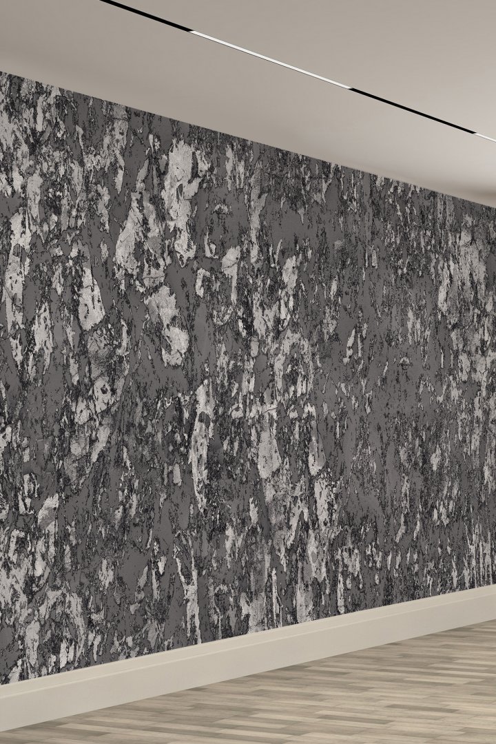 Siyah Gri Mermer Desenli Lüks Salon ve Otel Duvar Kağıdı