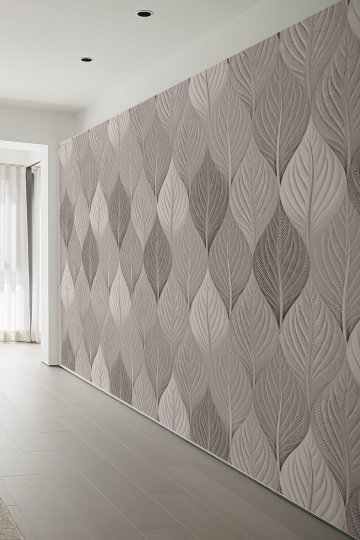 Sof Yaprak Desenli Modern Doğa Dokulu Tekstil Duvar Kağıdı