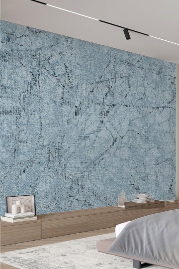 Soft Blue Vintage Efektli Tek Parça Duvar Kağıdı