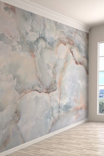 Soft Pastel Modern Oniks Görünümlü Tekstil Duvar Kağıdı