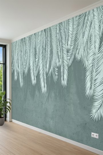 Soft Tropikal Yaprak Desenli Tek Parça Tekstil Duvar Kağıdı