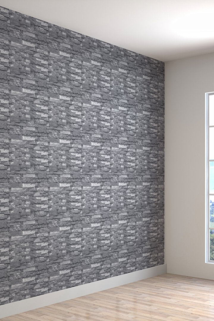 Taş Duvar Desenli Silinebilir Sağlıklı Tekstil Duvar Kağıdı