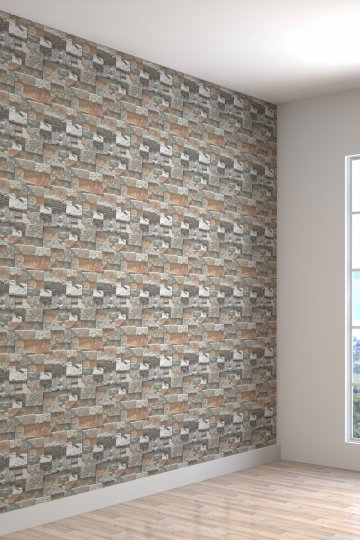 Taş Duvar Desenli Silinebilir Sağlıklı Tekstil Duvar Kağıdı