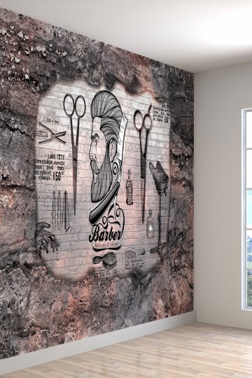 Taş Kuaför Desenli Isı Ve Ses Yalıtımlı Sağlıklı Tekstil Duvar Kağıdı