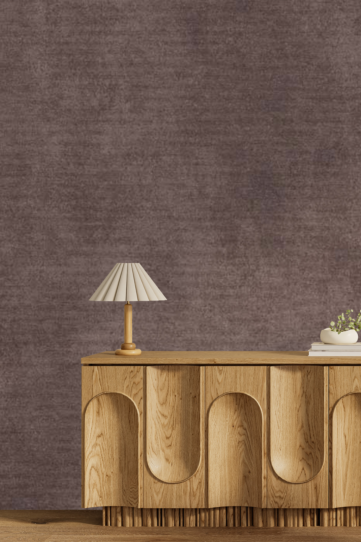 Taupe Tonlarında Eskitme Sıva, Kumaş Dokulu ve Modern Minimalist Tek Parça Tekstil Duvar Kağıdı görsel 1