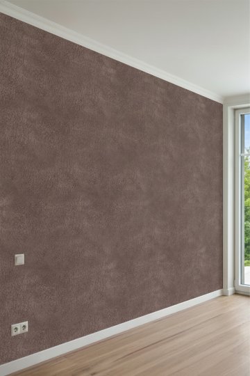Taupe Tonlarında Eskitme Sıva, Pürüzlü Doku Görünümlü  Tek Parça Tekstil Duvar Kağıdı küçük görsel 2