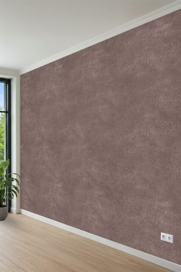 Taupe Tonlarında Eskitme Sıva, Pürüzlü Doku Görünümlü  Tek Parça Tekstil Duvar Kağıdı küçük görsel 3