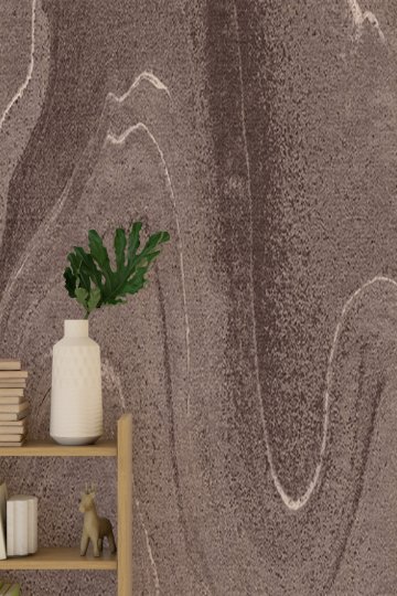 Toprak Tonlarında Akışkan Mermer Damar Desenli Tek Parça Tekstil Duvar Kağıdı