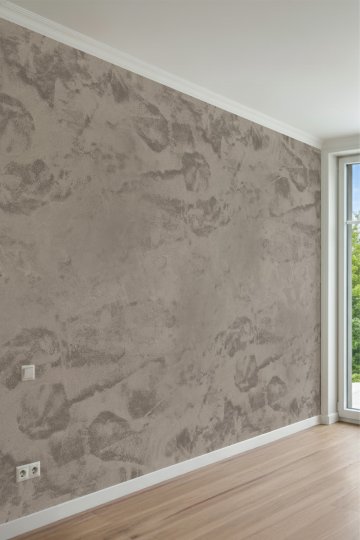 Toprak Tonlarında Eskitme Sıva ve Beton Dokulu Minimalist Tek Parça Tekstil Duvar Kağıdı küçük görsel 2