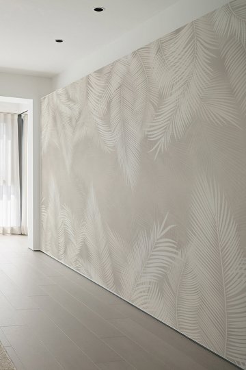 Tropikal Yaprak Desenli Tek Parça Silinebilir Tekstil Duvar Kağıdı