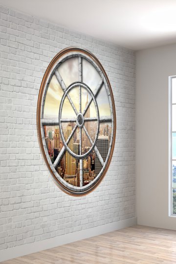 Tuğla Duvar Ve NewYork Desenli Silinebilir Tekstil Duvar Kağıdı